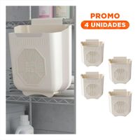 Pack4 Cesto Plegable para Puerta 22x21x12cm Crema y Plomo para Cocina Y Regalo Sticker