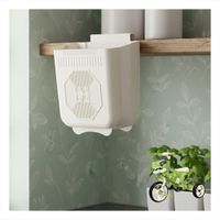 Basurero Plegable para Puerta 22x21x12cm Crema y Plomo para Lavadero Y Papel Regalo