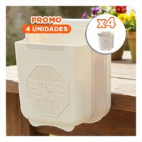 Pack4 Basurero Plegable Puerta 22x21x12cm Plomo y Crema para Hogar Y Papel Regalo