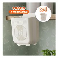 Pack4 Cesto Plegable Puerta 26x25.5x15.5cm Plomo y Crema para Lavadero