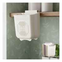 Basurero Plegable para Puerta 26x25.5x15.5cm Crema y Plomo para Lavadero Y Papel Regalo