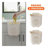 Pack2 Cesto Plegable Puerta 22x21x12cm Plomo y Crema para Lavadero