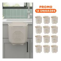 Pack12 Contenedor Plegable para Puerta 22x21x12cm Crema y Plomo para Hogar Y Regalo Sticker