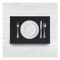Set Individuales de Mesa Rectangular Negro 6 Piezas Segura y Organizada en Mesa YPapel Regalo
