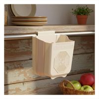 Deposito Plegable Puerta 26x25.5x15.5cm Plomo y Crema para Lavadero Casa Y notas
