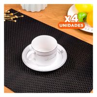 Pack4 Porta Individuales de Mesa Rectangular Negro 6 Piezas Resistente YRegalo Sticker