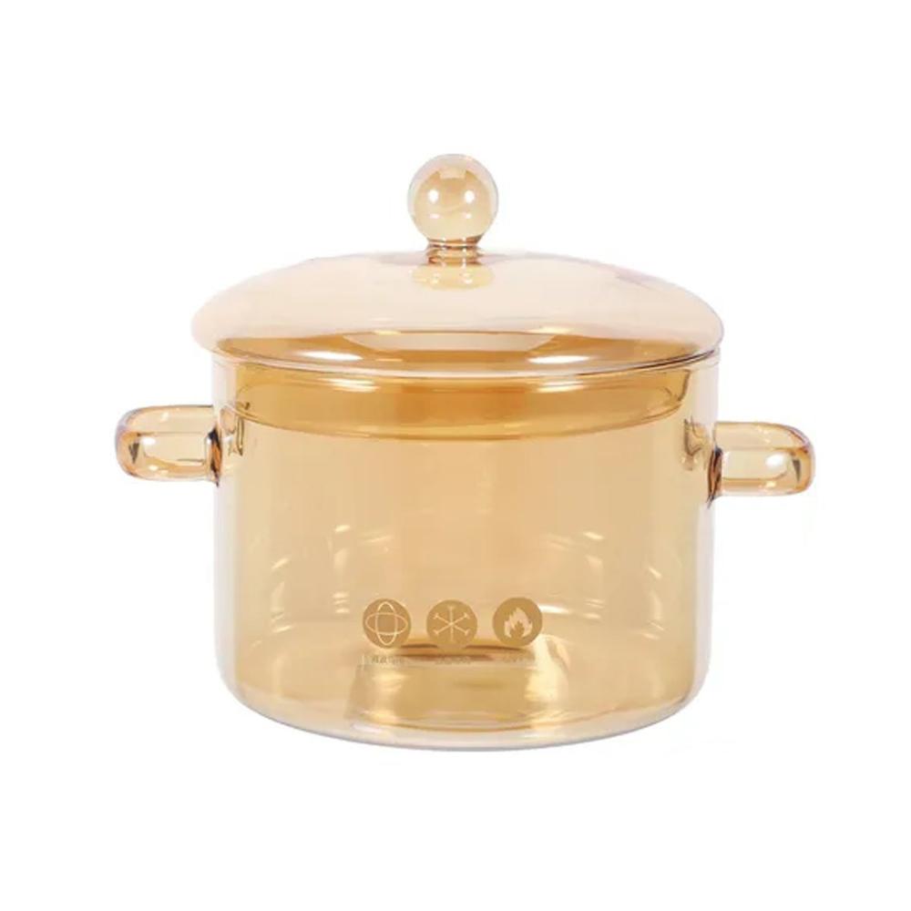 Olla 1.5L en Marron Transparente con Tapa de Borosilicato para Uso Diario YRegalo Sticker