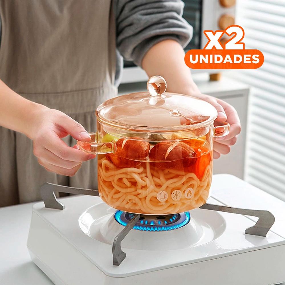 Pack2 Contenedor con Tapa de Borosilicato 1.5L en Marron Transparente