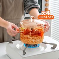 Pack4 Cacerola Marron Transparente 1.5L con Tapa en Vidrio Borosilicato YPapel Regalo