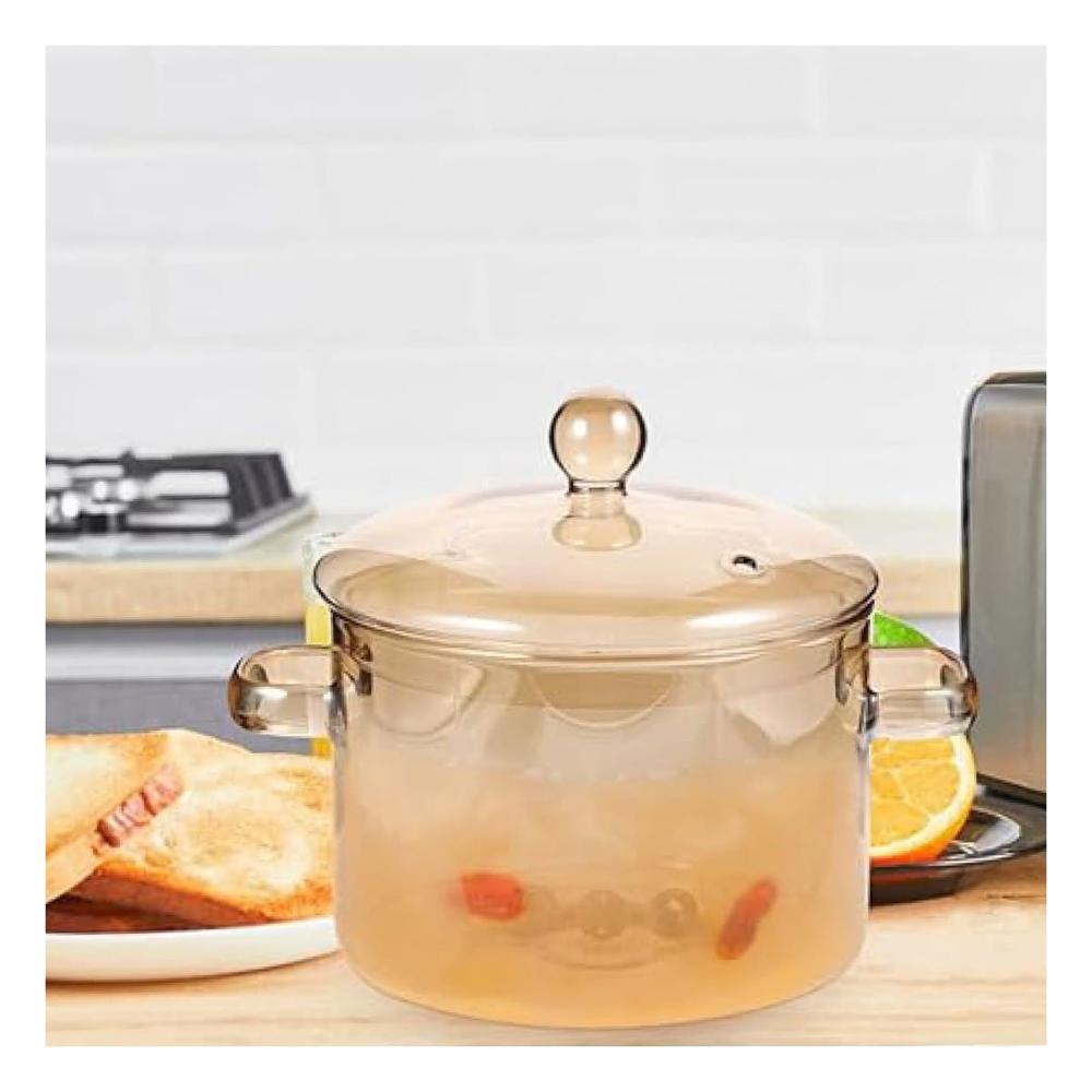 Olla de Borosilicato 1.5L con Tapa en Marron Transparente para Ordenar Espacios YPapel Regalo