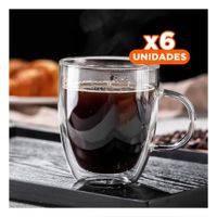 Pack6 Jarro 320 Mililitros Doble Capa con Base de Vidrio Transparente YPapel Regalo