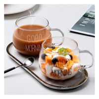 Taza con Frase Good Morning 350 ML de Vidrio en Color Transparente Estetica Moderna