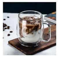 Taza de 100 ML Espresso Doble Capa en Transparente con Asa Cuadrada Y Papel Regalo