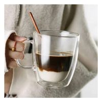 Taza Doble Capa de Vidrio 320 Mililitros en Color Transparente Estetica Moderna