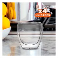 Pack4 Copa en Formato 100 ML Espresso Vidrio Borosilicato Transparente Y Regalo Sticker