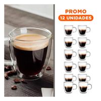 Pack12 Jarro 320 Mililitros Transparente Vidrio Doble Capa Elegante