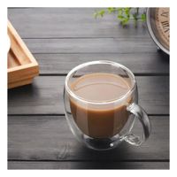 Taza Doble Capa de Vidrio 290 Mililitros en Color Transparente Estetica Moderna