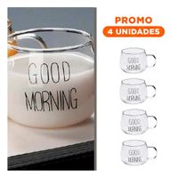Pack4 Copa con Mensaje Good Morning 350 ML Vidrio Transparente