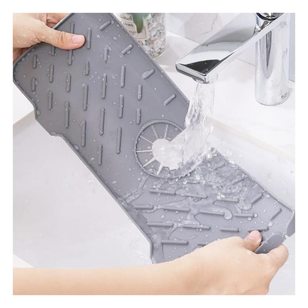 Alfombra Antideslizante para Area de Lavado en Silicona Color Plomo Y Papel Regalo