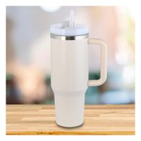 Termo en Color Blanco con Sorbete Integrado y Asa Comoda 1200ML de ABS y Acero YPapel Regalo