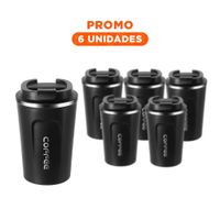 Pack6 Vaso Funcional Negro 510ml con Lectura Clara de Temperatura YRegalo Sticker