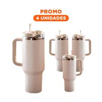 Pack4 Taza en Color Blanco 1200ML con Asa Amplia y Sorbete Funcional ABS y Acero
