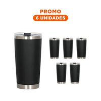 Pack6 Contenedor Negro 600ML con Tapa Hermetica de Acero Inoxidable YRegalo Sticker