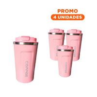 Pack4 Vaso Reutilizable Digital 510ml Rosado con Formato Practico YRegalo Sticker