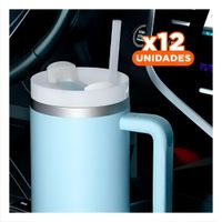 Pack12 Botella 1200ML en Color Celeste con Asa Comoda y Sorbete ABS y Acero YPapel Regalo