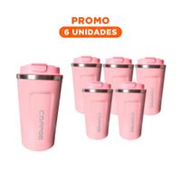 Pack6 Termo Reutilizable Digital 510ml Rosado con Apariencia Moderna