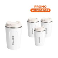Pack4 Vaso Termico 510ml Blanco con Display Digital de Estilo Actual