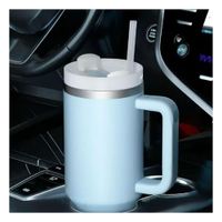 Termo 1200ML en Color Celeste con Sorbete Practico y Asa Resistente en ABS y Acero Y notas