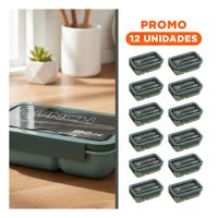 Pack12 Caja Portátil 850ml con Cubiertos Verde para Cocina y Transporte Fácil