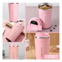 Recipiente Termico Digital 510ml Rosado con Indicador Frontal Funcional YLigas Regalo