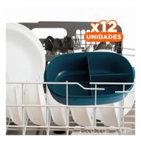 Pack12 Caja Almuerzo 850ml con Cubiertos Crema y Azul Marino para Almuerzos YRegalo Sticker
