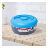 Taper Termico Circular 1.25L Celeste y Plomo para Almuerzos Caseros