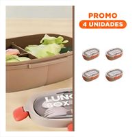 Pack4 Envase 850ml con Cubiertos Marron para Transporte Comida Colegio Diario