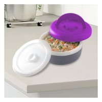 Recipiente Termico Circular 1.25L Practico para Llevar Comida Morado y Plomo YPapel Regalo
