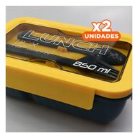 Pack2 Contenedor Ligero 850ml con Cubiertos Azul y Amarillo para Transporte Comida