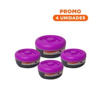 Pack4 Lonchera Termica Morado y Plomo 1.25L para Universidad o Trabajo