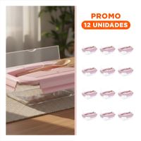 Pack12 Recipiente Compacto de Vidrio con Set Cubiertos Rosado