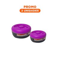 Pack2 Envase Circular Morado y Plomo 1.25L Comodo para Movimientos Diarios YRegalo Sticker
