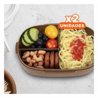 Pack2 Envase 850ml con Cubiertos Marron para Llevar Almuerzos en Casa Oficina YPapel Regalo