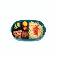 Lonchera 850ml con Cubiertos Crema y Azul Marino para Guardar Snacks Diario YRegalo Sticker