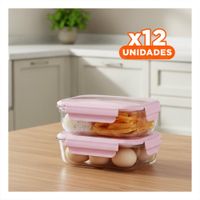 Pack12 Almacenador de Vidrio con Cubiertos para Comidas Rosado YPapel Regalo