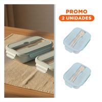 Pack2 Contenedor para Almuerzo Diario con Cubiertos Incluidos Celeste YRegalo Sticker