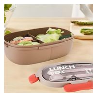 Lonchera 850ml con Cubiertos Marron para Transportar Almuerzos en Oficina YPapel Regalo