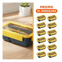 Pack12 Caja Portátil 850ml con Cubiertos Azul y Amarillo para Cocina Familiar