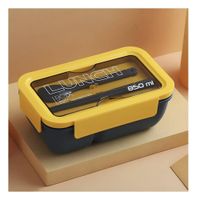 Taper Portátil 850ml con Cubiertos Azul y Amarillo para Transportar Comida YPapel Regalo