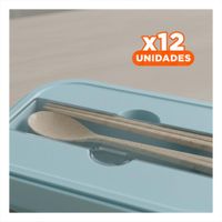 Pack12 Cubeta de Vidrio con Cubiertos para Transporte Diario Celeste YPapel Regalo
